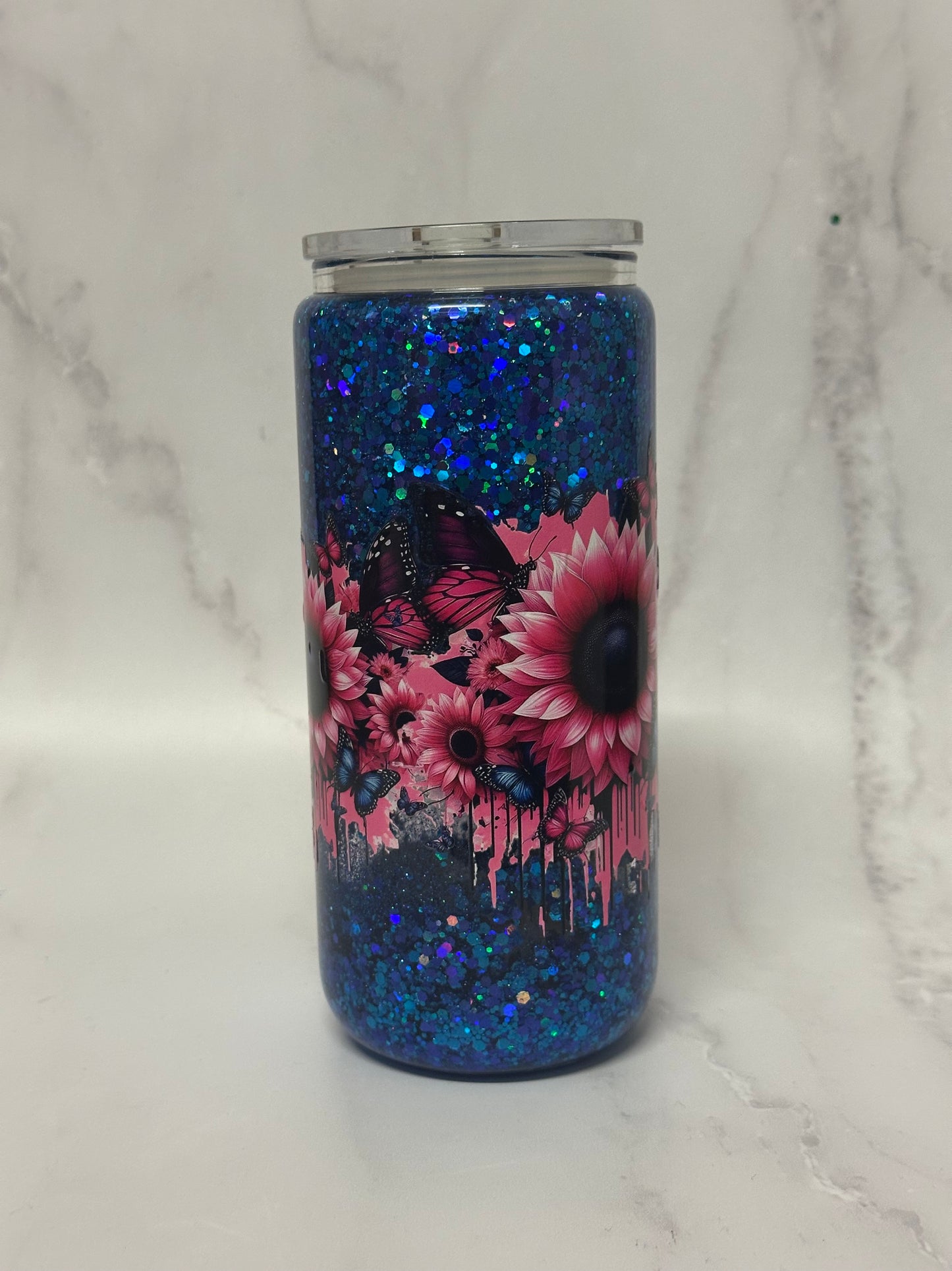 Flower/Butterfly 20oz Glass