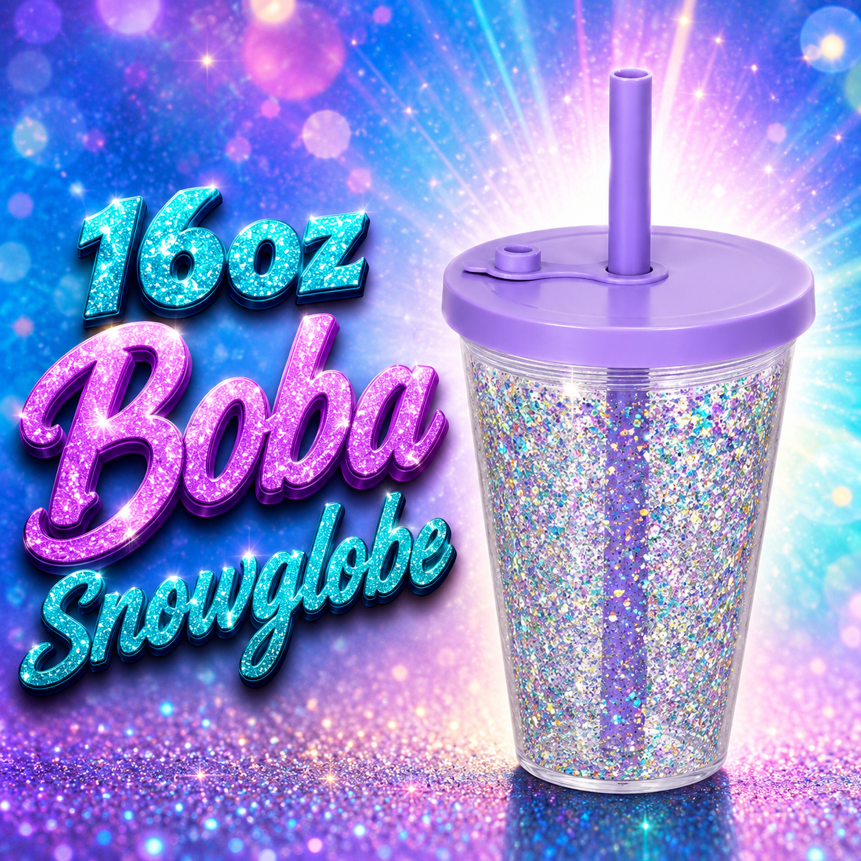 16oz Boba Snowglobe
